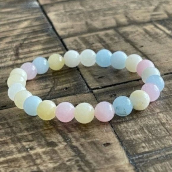 8mm Pastel Chalcedony Stretch Bracelet - Picture 2 of 4